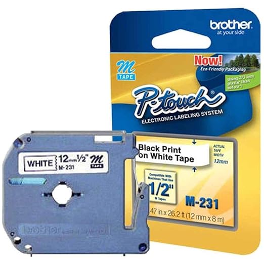 Brother International Corporation M231: 1/2 Black On White for Use with Pt-65 70 80 85 90 100 110
