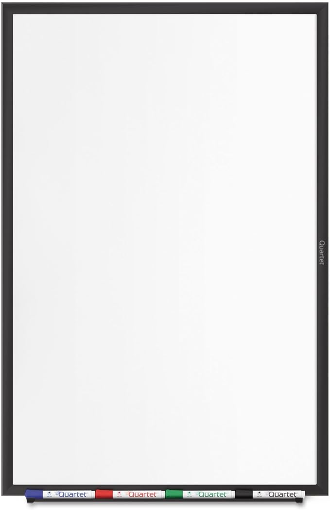 Quartet Magnetic Dry Erase White Board, 48"W x 36"H Whiteboard, Nano-Clean Surface Resists Ink Stains, Black Aluminum Frame (SM534B)