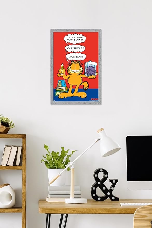Garfield - Brain Wall Poster, 22.4L" x 14.7W", Gray Framed Version