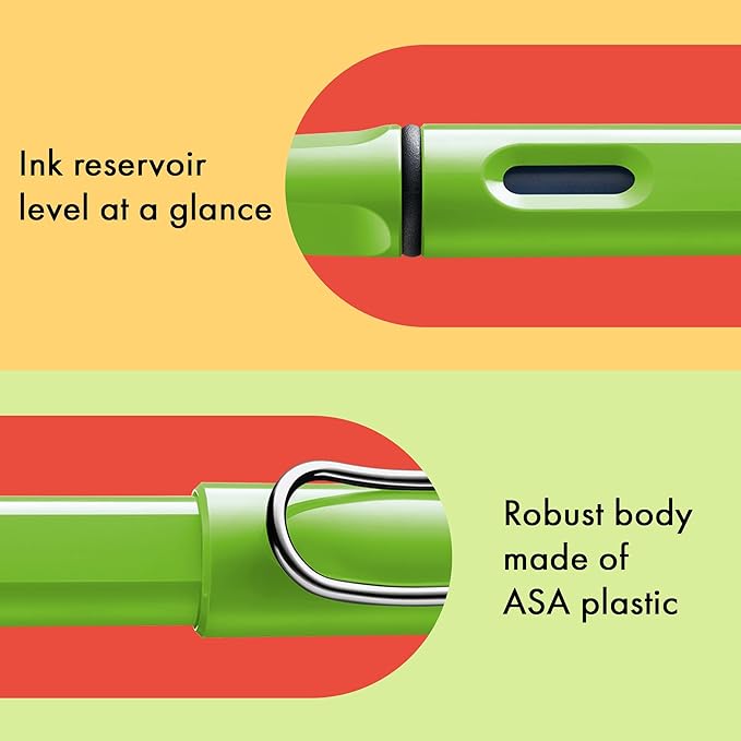 LAMY safari green - Fountain Pen with ergonomic grip & polished steel nib in size B - ideal for any Writing & Calligraphy - including LAMY T 10 blue cartridge - Right-Handed