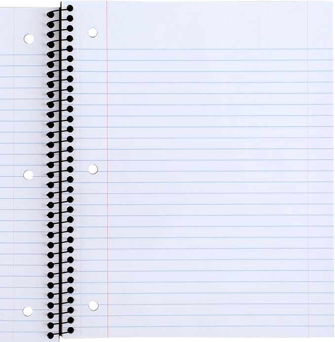 Mead Spiral Notebook, 5 Pack, 5 Subject, Wide Ruled Paper, Plastic Cover, 8" x 10-1/2", 160 Sheets per Notebook, Black, Red, Blue, Green and Yellow (930101A-ECM)