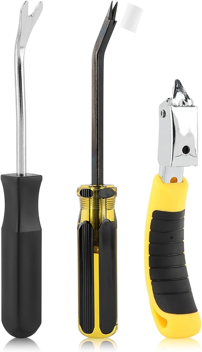 Upholstery Staple Remover Heavy Duty Staple Puller for Removing Carton Construction Upholstery Staples with Double Pronged Head for Furniture, Carpet, Carton, Floor 3 Pcs