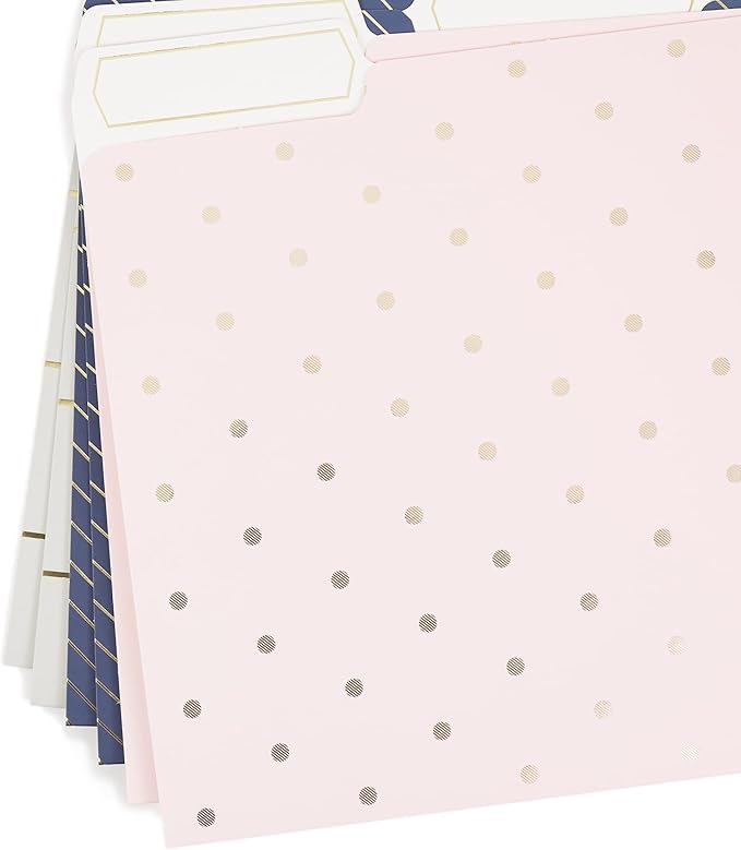 U Brands Fashion File Folders, 1/3-Cut Tabs in Assorted Positions, Letter Size, Office Supplies, 6 Count (Fashionable)