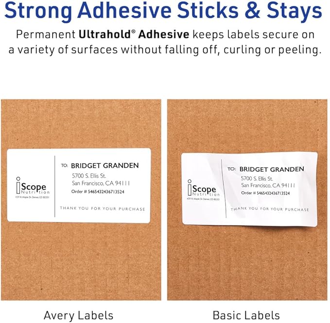 Avery Waterproof Printable Shipping Labels with Sure Feed, 2" x 4", White, 100 Blank Mailing Labels (15513)