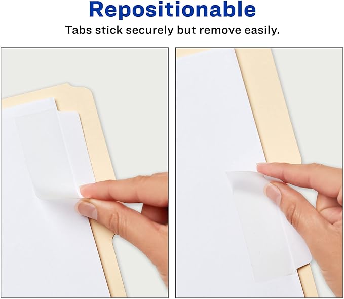 Avery Filing Ultra Tabs, 3" x 1.5", 2-Side Writable, White, 24 Repositionable File Tabs, 48 Packs (74776)