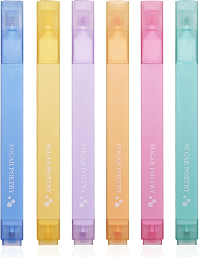 EooUooIP Aesthetic Highlighters, Cute Highlighters Dual Tip, Bible Highlighter No Bleed, Chisel and Fine Tips, Pastel Highlighter Assorted Colors for School & Office Journal DIY Home, 6 Pack