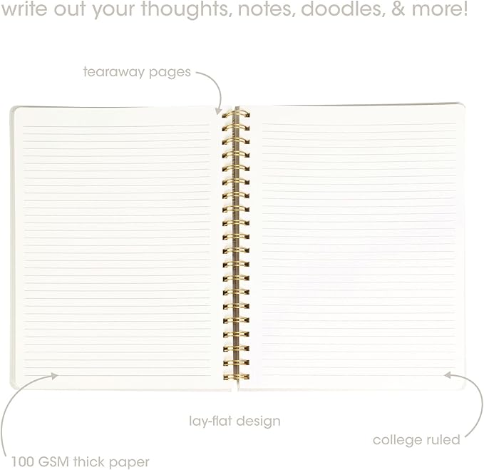 Pearhead Euro Breakfast Hardcover Spiral Notebook, 8x10 College-Ruled Lined Journal with Perforated Pages, 200 Pages for Planning, Work & School