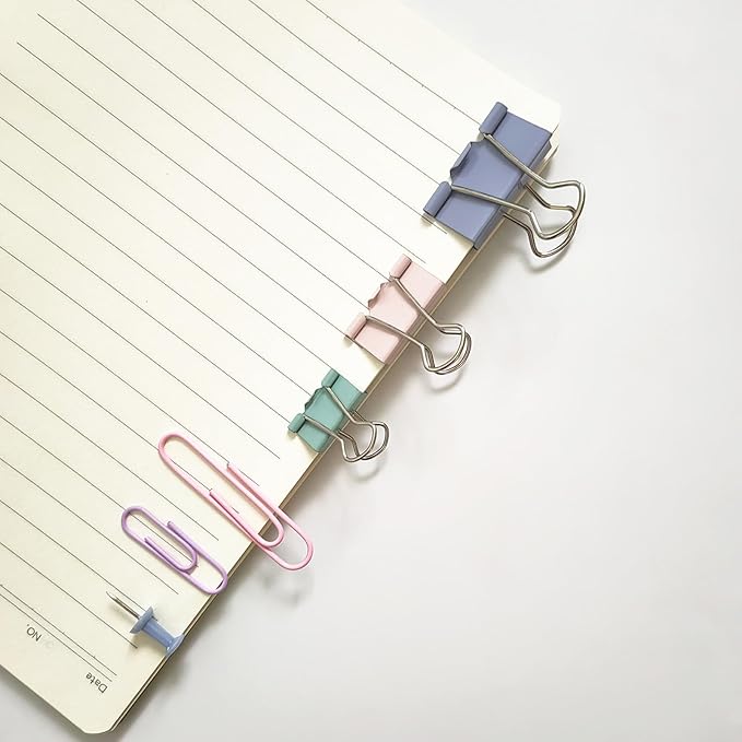 282 Pcs Colored Office Clips Set Binder Clips and Paper Clips Push Pin Colored Assorted Sizes Small Medium Large for Home School Office Supplies