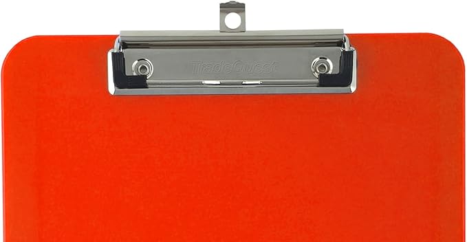 Trade Quest Plastic Clipboard Opaque Color Letter Size Low Profile Clip (Pack of 6) (Red)