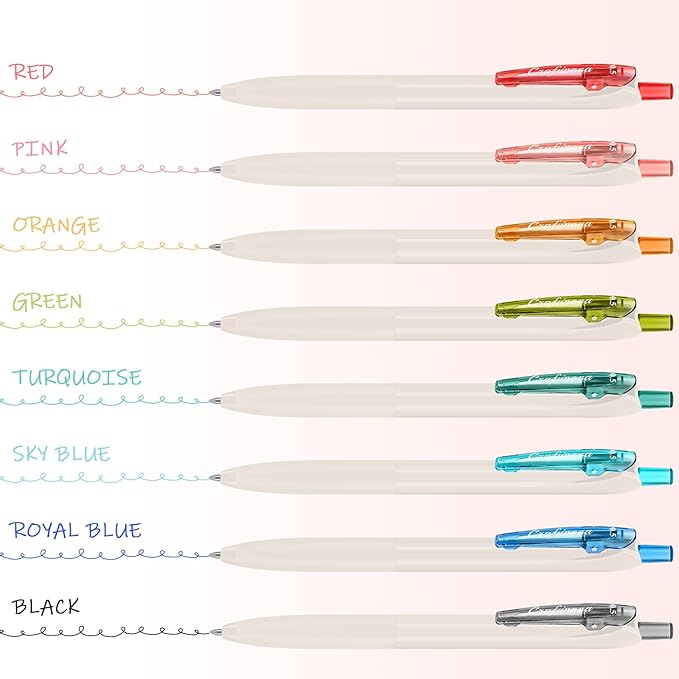 Colored Gel Ink Pens 0.5mm 8 Colors Retractable Quick Dry Colorful Ink Pen Fine Point Smooth Writing, Comfort Grip for Office School Drawing Journaling and Note Taking
