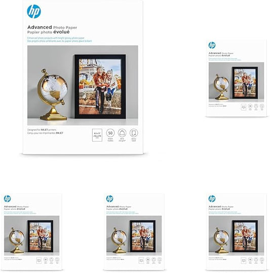 HP Advanced Photo Paper,Glossy,8.5x11 in,50 sheets (Q7853A),(Pack of 5)
