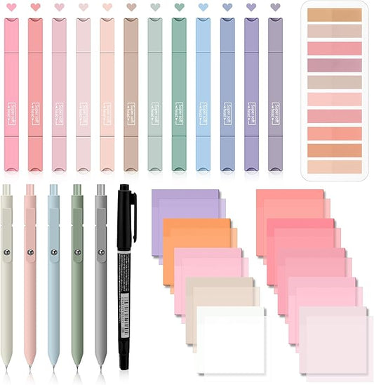 Jutom 38 Pcs Bible Journaling Study Kit for Women, Book Annotation Supplies with Highlighters Pens, Tabs, Sticky Notes, Markers for Christian Office Bible Study Supplies(Pink Series,Square)