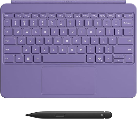 Microsoft Surface Pro Keyboard and Slim Pen 2 Bundle for Surface Pro 12" Device, Alcantara Material, Violet