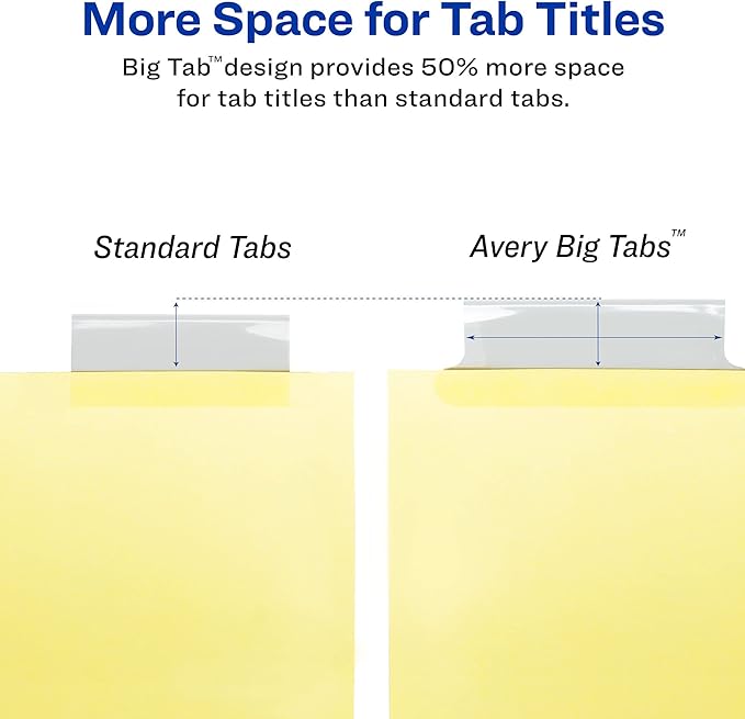 Avery 8 Tab Binder Dividers, Insertable Clear Big Tabs, 1 Set Pack, 8 Packs, 8 Sets Total (11112)