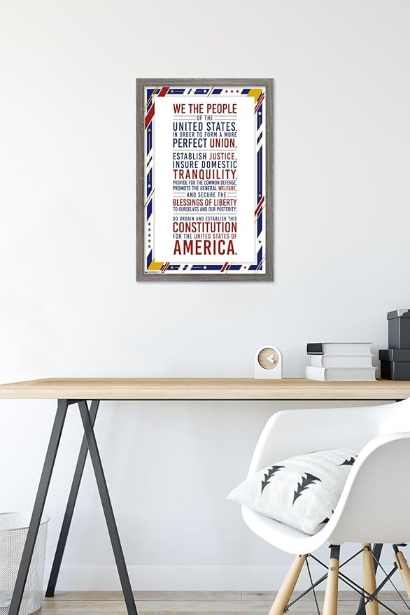 Trends International The United States Of America - Constitution Preamble Wall Poster, 14.725" x 22.375", Barnwood Framed Version