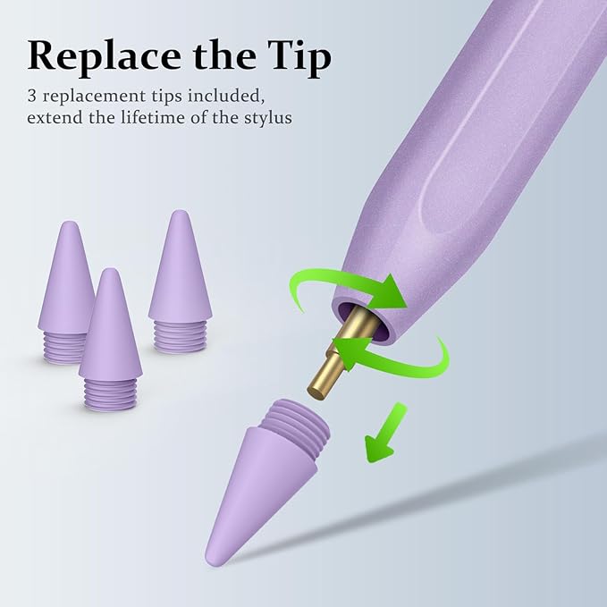 Stylus Pen for iPad W/Palm Rejection Tilt Sensitivity,13Mins Fully Charged,MEKO Active Apple Pencil Compatible W/iPad 6/7/8/9/10,Pro12.9&11"/M4,Air3/4/5/6,mini5/6-Purple