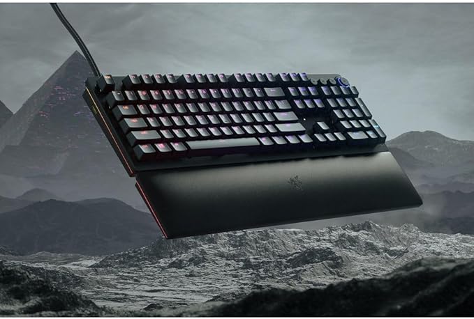 Razer Huntsman V2 Analog Gaming Keyboard: Adjustable Actuation via Analog Optical Switches - Rapid Trigger Mode - Chroma RGB Lighting - Magnetic Wrist Rest - Dedicated Media Keys & Dial - Black