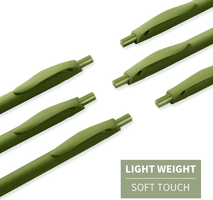 deegtran 100 Pack No Bleed Sage Green Barrel Click Pens, Wholesale Retractable Ballpoint Pens, Medium Point, Smooth Ink, 1.0MM Black Ink