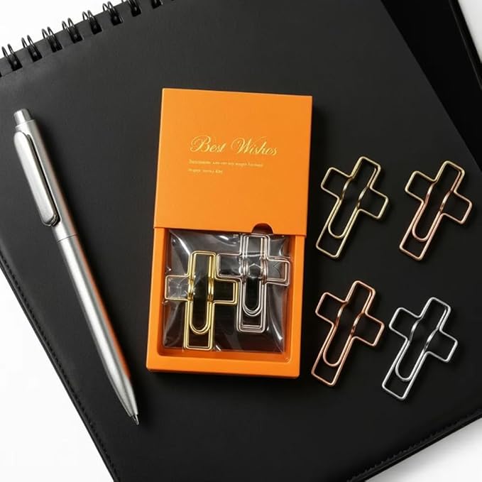 Large Metal Pen Clip 7-Pack – Heavy Duty Cross Pen Holder for Notebook, Journal & Planner, Strong Grip Pen Attachment, Gold Rose Gold Silver Set
