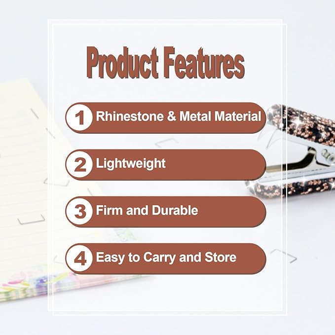 Multibey Rhinestone Staple Remover, Handmade Bling Crystal Gold Cute Staple Remover Tool for Desk, Dazzling Staples Puller Tool Mini Office Supplies & Desk Accessories for Women Office (2 Pcs)