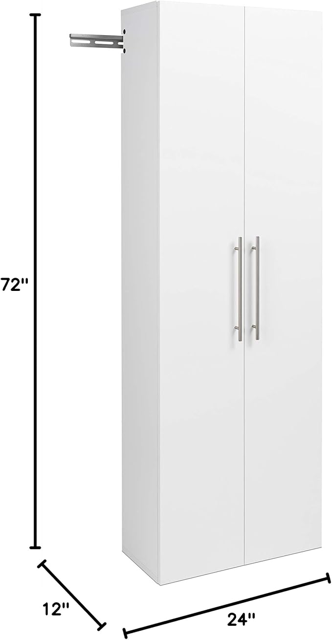Prepac HangUps Shoe Storage Cabinet, 16" D x 30" W x 72" H, White & Large Storage Cabinet, 24", White