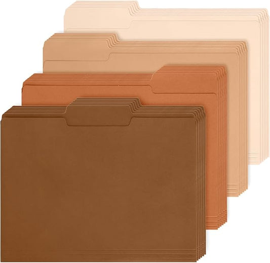Whaline 24 Pack Terracotta File Folders Letter Size 4 Colors Gradient Terracotta File Pockets with 1/3 Cut Tab for Home Office Classroom Supplies, 8.9 x 11.6 Inch