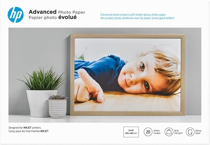 HP Advanced Photo Paper, Glossy, 13x19 in, 20 sheets (CR696A)