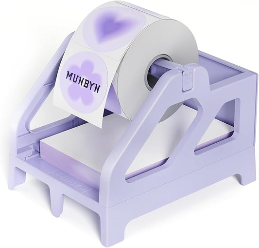 MUNBYN Label Holder for Rolls and Fan-Fold Labels, Thermal Sticker Roll Holder for Desktop Thermal Printer Shipping Supplies Industrial Paper, Purple