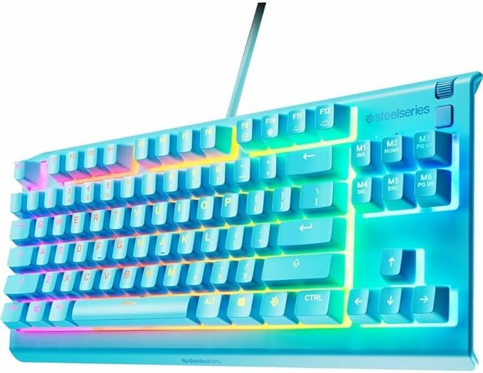SteelSeries Apex 3 TKL Aqua RGB Gaming Keyboard — Tenkeyless Compact Form Factor — 8-Zone RGB Illumination — Water and Dust Resistant — Whisper-Quiet Gaming Switch
