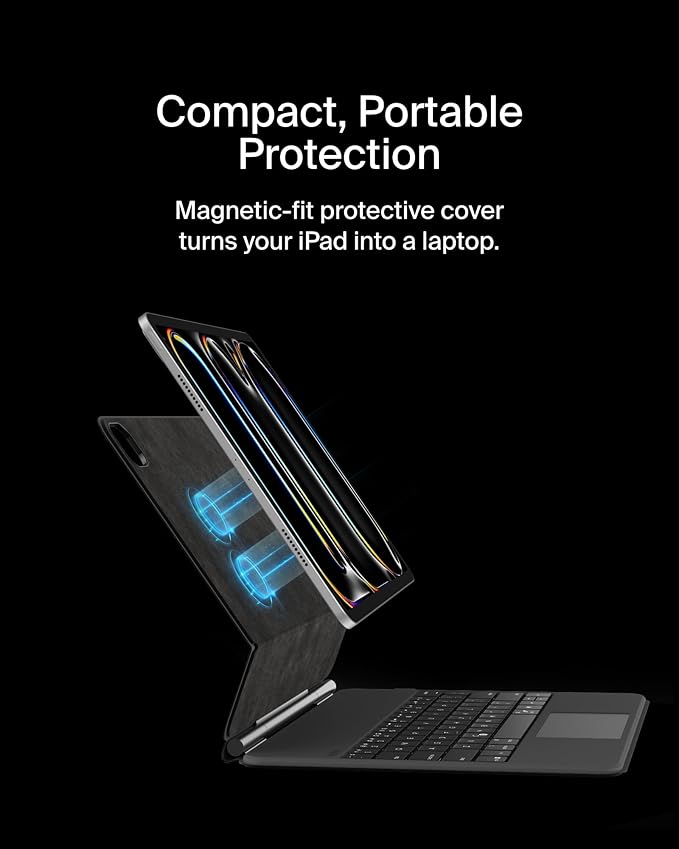Belkin Pro Keyboard Case w/Magnetic Stand, Backlit Bluetooth Keyboard, Multi-Gesture Controls, Magnetic Apple Pencil Storage Compatibility, & Multimedia Keys for iPad Pro 13" (M4/M5) - Black
