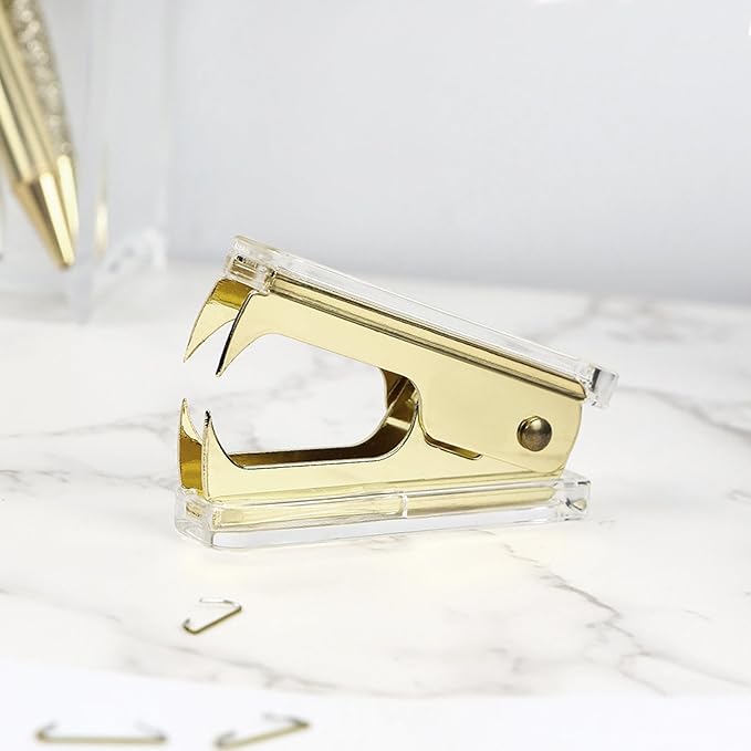 NatSumeBasics Clear Staple Remover Pure Gold Stapler Remover Cute Yellow Puller Removers Tool for Home Office School Desk Accessories Gift (Yellow Gold)