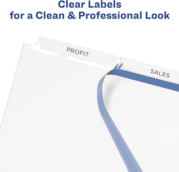 Avery 3-Tab Dividers for 3 Ring Binder, Easy Print & Apply Clear Label Strip, Index Maker Customizable White Tabs, 5 Sets (11435)