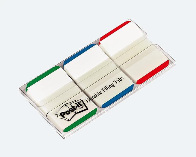 Post-it Tabs, 1 in, Lined, Green, Blue, Red, 22 Tabs/Color, 66 Tabs/On-The-Go Dispenser (686L-GBR) (Pack of 2)