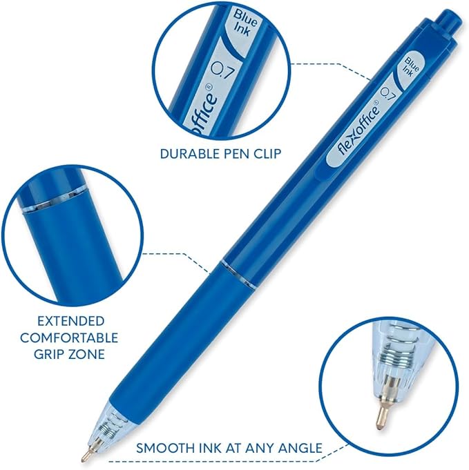 10-Count Assorted Colors Retractable Ballpoint Pens 0.7mm, Pastel Color Barrels with Soft Contoured Grip|Christmas Gifts for Coworkers, Teachers, Friends