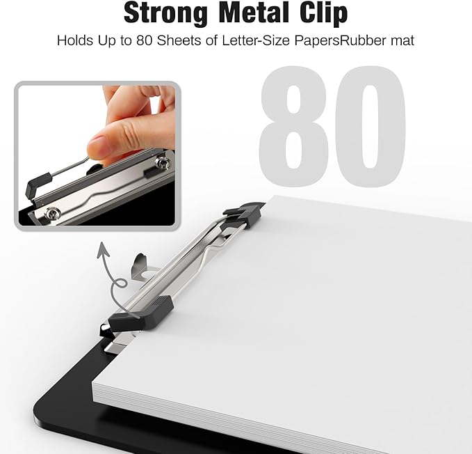 Small Clipboards, A5 Plastic Mini Black Clip Board for Classroom, Students, Kid, Size 6" x 9" with Low Profile Clip, Office & School Supply