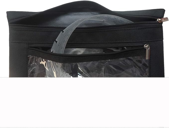 Enyuwlcm 3 Ring Binder Pencil Pouch with Durable Zipper Binder Pencil Case with Clear Window 2 Pocket Black Canvas 2 Pack