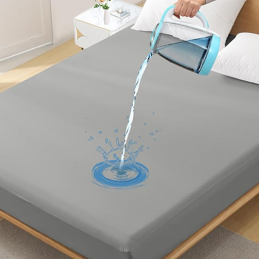 Twin XL Waterproof Mattress Protector for Dorms. Noiseless, Breathable, and Machine Washable Fitted Mattress Cover with Deep Pocket up to 5”-21”（Dark Grey）