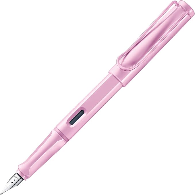 LAMY safari lightrose - Fountain Pen with ergonomic grip & polished steel nib in size M - ideal for any Writing & Calligraphy - including LAMY T 10 blue cartridge - Right-Handed