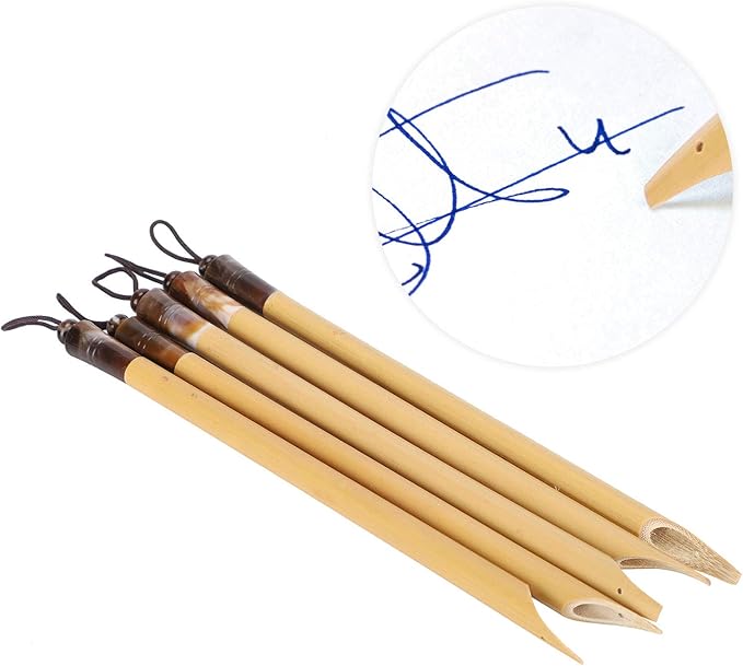 5Pcs 5pcs Calligraphy Dip Pen, Bamboo Reed Qalam Pens, Vintage Handcrafted Manga Calligraphy Pens, Comic Pen Nib Set for Writing, Calligraphy, Painting, Drawing