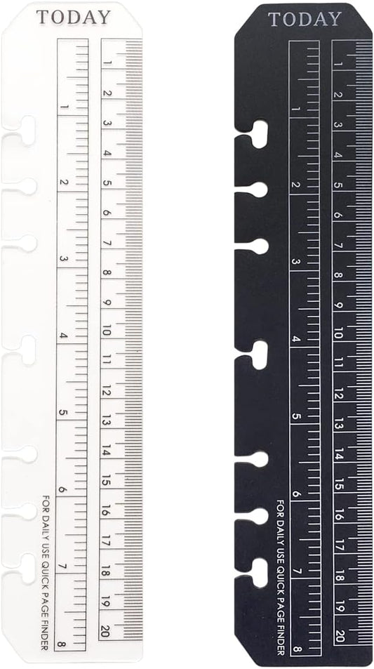 2 Pack A5 6 Holes Page Marker Ruler Plastic Binder Ruler Divider Ruler for Journal Magazine Notebook (BTRuler, A5