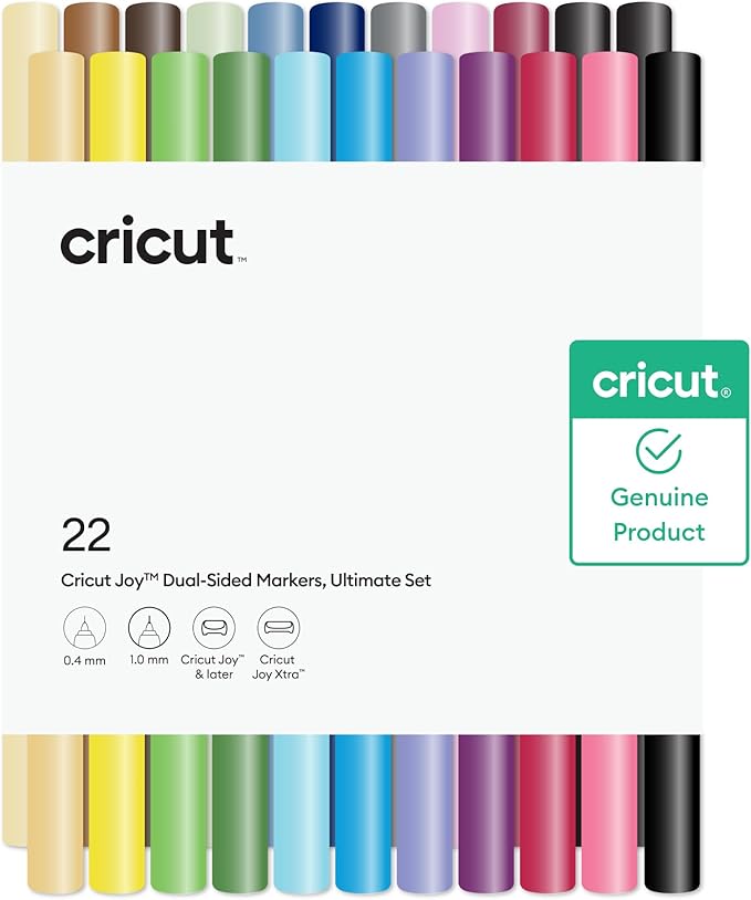 Cricut® Joy™ Dual-Sided Markers, Ultimate Set (22 ct) - 1.0mm Marker Tip + 0.4mm Fine Point Pen Tip - For use with Joy & Joy Xtra Machines