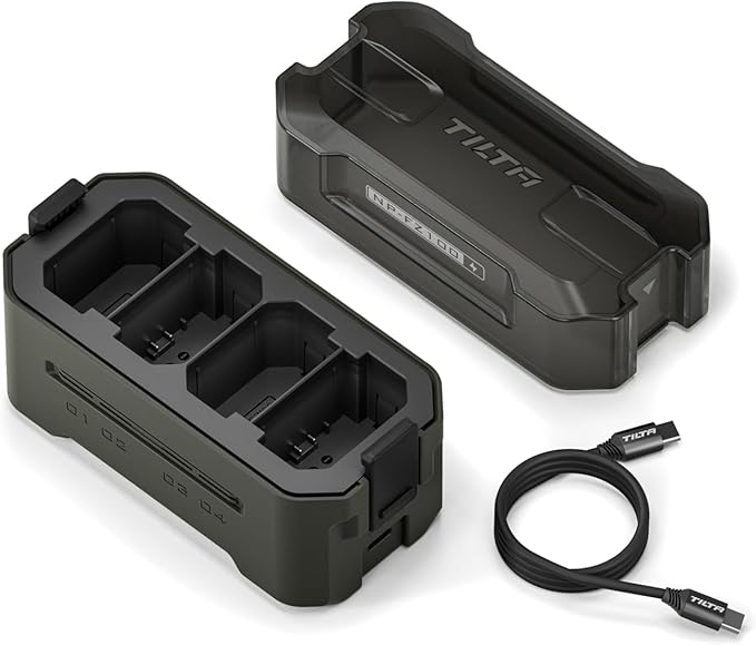 Tilta NP-FZ100 Portable Charging Station - Green | Charge 4 Batteries w/USB-C PD 45W Fast Charge | Safe for A6600, A6700, A7C, A7III, A7IV, A7RIII/IV, A7S Il, FX3,FX30,A1,ZV-E1