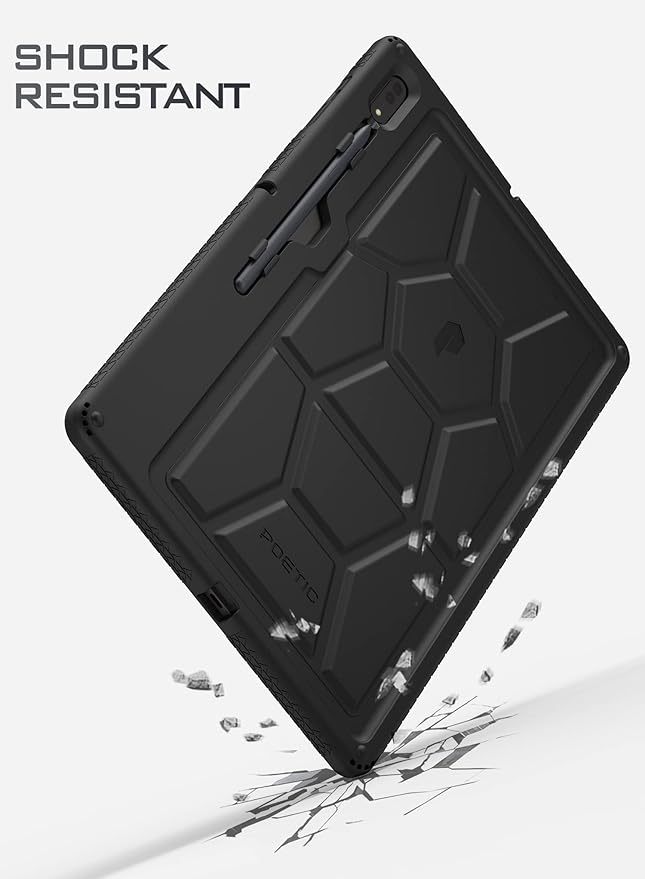 Poetic TurtleSkin Case Designed for Samsung Galaxy Tab S8 Ultra 14.6 Inch 2022, Heavy Duty Shockproof Rugged Kids Friendly Drop Protection Silicone Cover, Black