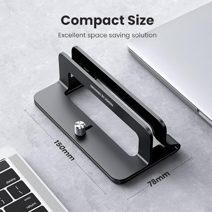 UGREEN Vertical Laptop Stand Holder for Desk Compatible with MacBook Pro, MacBook Air Stand Vertical Aluminum Adjustable for Up to 17.3 Inch Gaming Laptop, Black