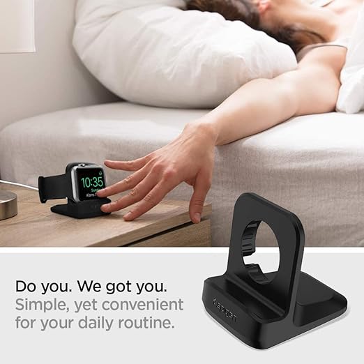 Spigen for Apple Watch Charger, S350 Stand Compatible with Ultra 3/2/1 49mm, Series 11/10 46/42mm, 9/8/7 45/41mm, SE3/SE2/SE/6/5/4 44/40mm, 3/2/1 42/38mm with Non-Slip Stable Base - Black