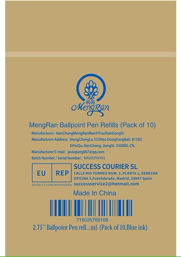 MengRan Mini D1 Ballpoint Ink Pen Refills for Twist Pens, Compatible with Swarovski Pen Refills (Blue Ink,Pack of 10)