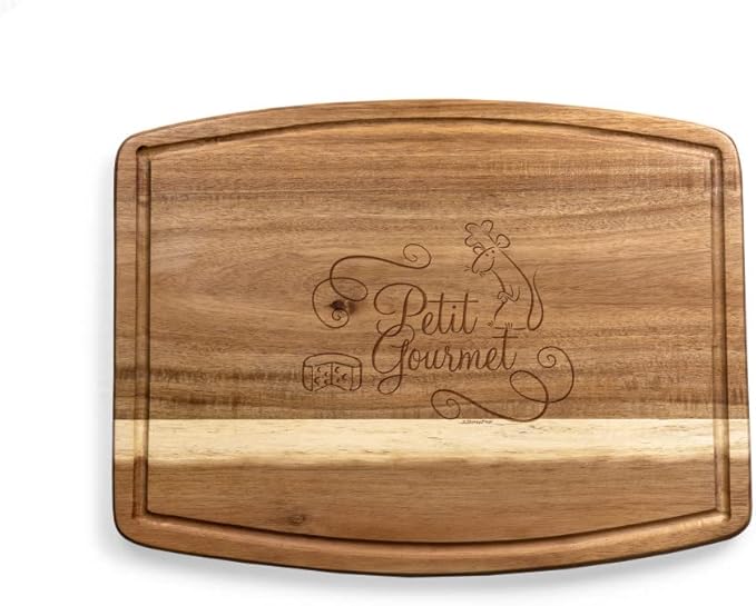 PICNIC TIME Disney Ratatouille Remy Ovale Acacia Cutting Board Serving Board Charcuterie Cheese Board with Juice Groove Decorative Kitchen Gift, (Acacia Wood)