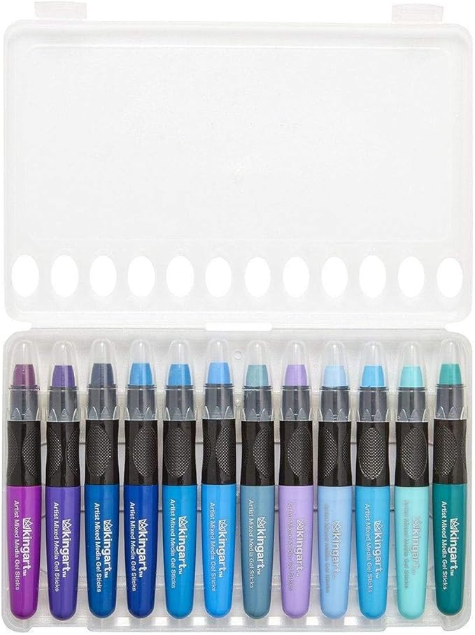 KINGART GEL STICK Set, Artist Pigment Crayons, 48 Unique Colors, Water Soluble, Creamy, and Odorless, Use on Paper, Wood, Canvas and more
