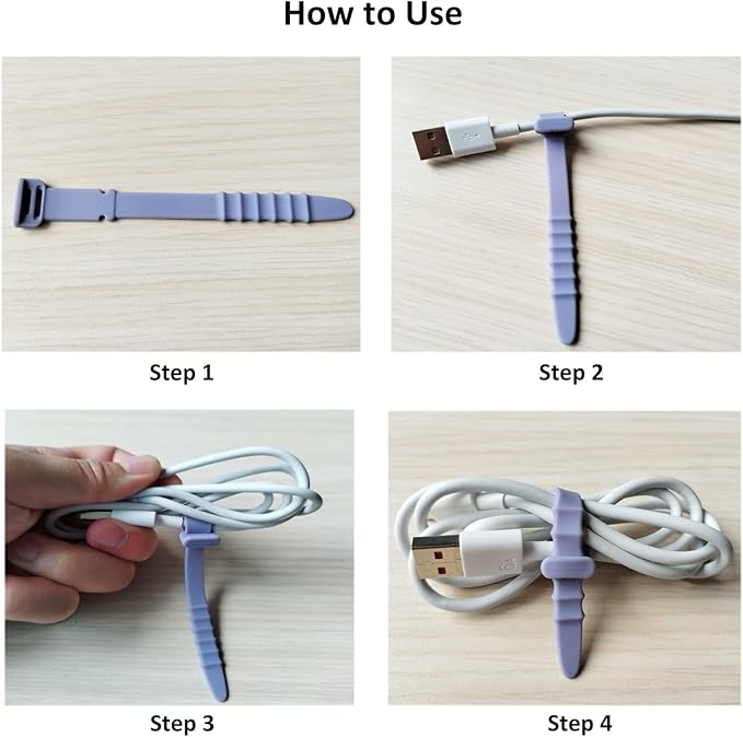 Silicone Zip Ties, Reusable Zip Ties, 20pcs Rubber Cable Ties Straps for Wire Management, Elastic Cable Organizer for Home Office Table Desk. White 4.5” Cord Ties (20 Pcs White)