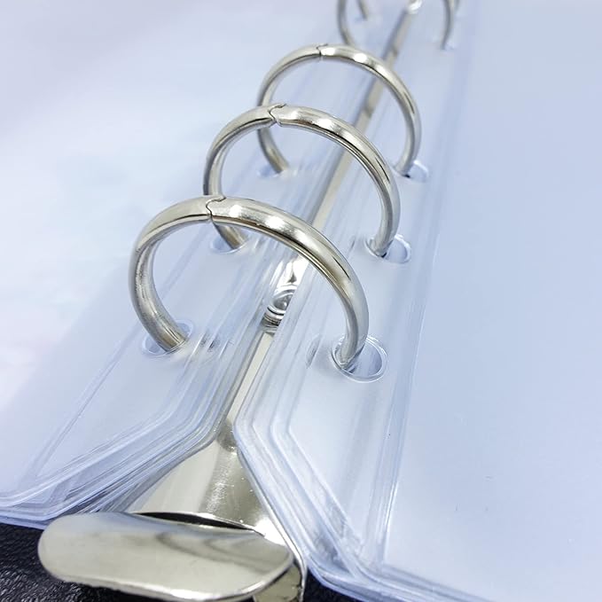 Tutata 24PCS A5 Binder Pockets, A5 Budget Envelopes with Zipper, Waterproof, 6-Ring Notebook Binder, Document Filing Bags